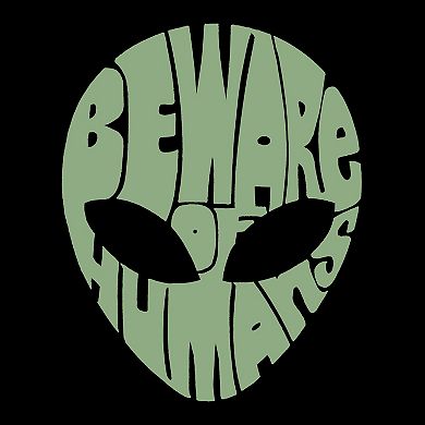 Beware of Humans - Girl's Word Art Hooded Sweatshirt