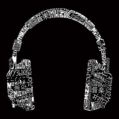 Headphones - Languages - Mens Word Art Hooded Sweatshirt