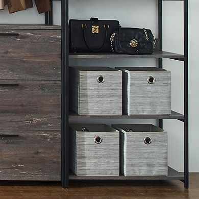 F.C Design Klair Living Wood and Metal Walk-in Closet with Five Shelves in Rustic Gray