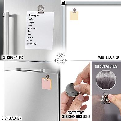 Zulay Kitchen Strong Magnetic Clips for Refrigerator with Notepad - Set of 12