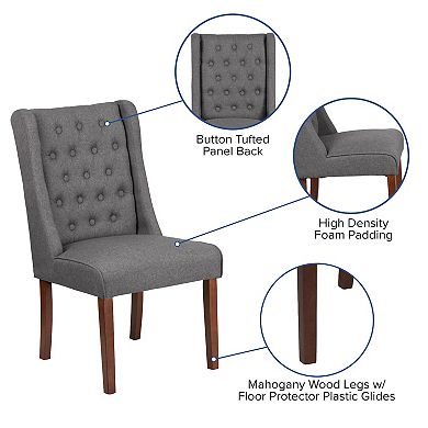 Merrick Lane Harmony Button Tufted Parsons Chair with Side Panel Detail