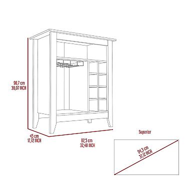 Future Bar Cabinet, Six Built-in Wine Rack, One Open Drawer, One Open Shelf