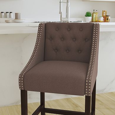 Merrick Lane Hadleigh Upholstered Counter Stool 24" High Transitional Tufted Counter Stool with Accent Nail Trim