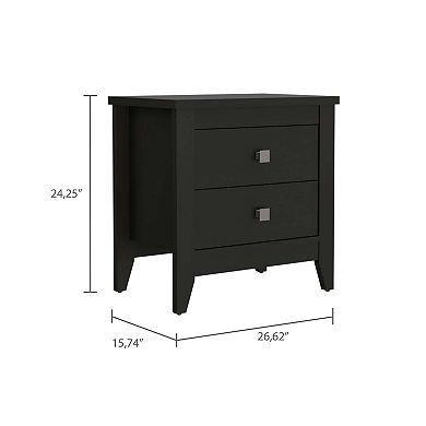 Breeze Four-Legged Modern Bedroom Nightstand, with Two Drawers