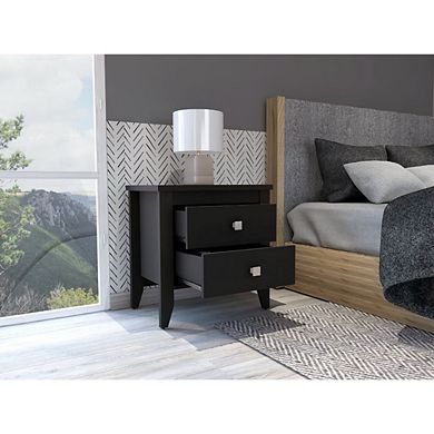 Breeze Four-Legged Modern Bedroom Nightstand, with Two Drawers