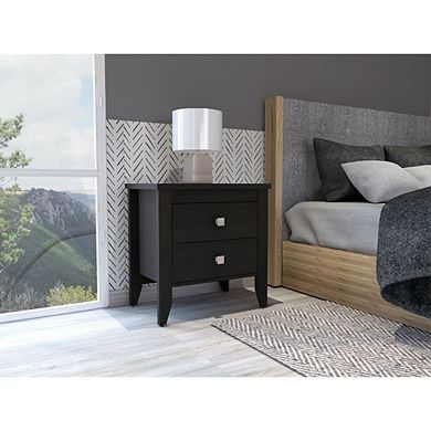 Breeze Four-Legged Modern Bedroom Nightstand, with Two Drawers