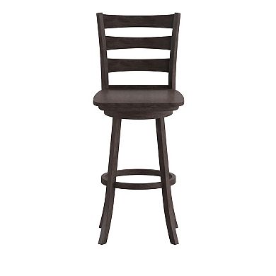 Merrick Lane Therus Commercial Grade Classic Wooden Ladderback Swivel Stool with Solid Wood Seat and Footrest