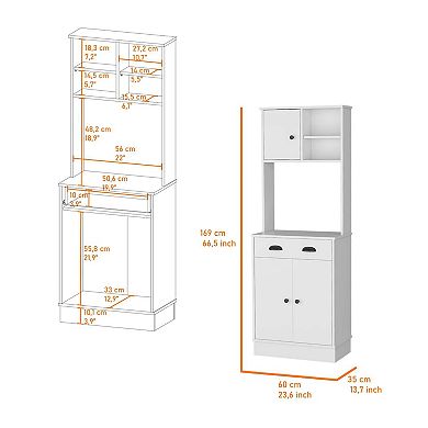 Powell Microwave Kitchen Cabinet with 3-Doors, Handles and Drawer