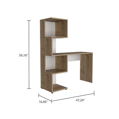 Lincoln Computer Desk with Bookcase and 4 Spacious Storage Shelves