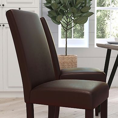 Merrick Lane Vallia Series Faux Leather Panel Back Parson's Chair for Kitchen, Dining Room and More