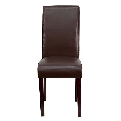 Merrick Lane Vallia Series Faux Leather Panel Back Parson's Chair for Kitchen, Dining Room and More