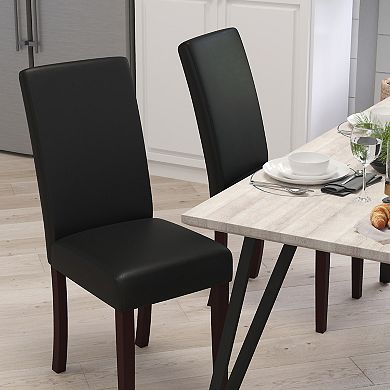 Merrick Lane Vallia Series Set of 4 Panel Back Parson's Chairs for Kitchen, Dining Room and More