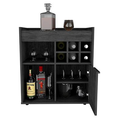 Leeds Bar Cabinet, One Cabinet, Divisions, Two Concealed Shelves, Six Cubbies for Liquors