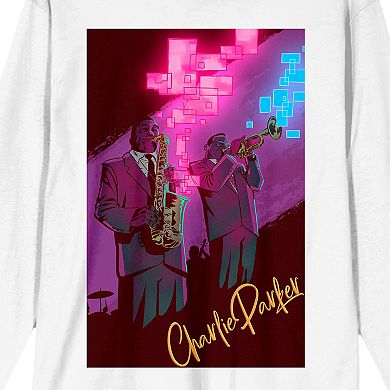 Men's Charlie Parker Saxophone Trumpet Duet Long Sleeve Graphic Tee