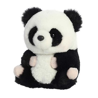 Aurora Mini White Rolly Pet 5" Precious Panda Round Stuffed Animal