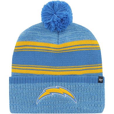 Men's '47 Powder Blue Los Angeles Chargers Fadeout Cuffed Knit Hat with Pom