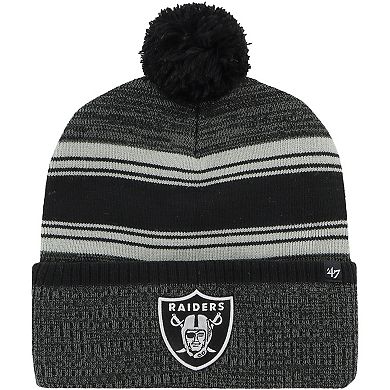 Men's '47 Black Las Vegas Raiders Fadeout Cuffed Knit Hat with Pom