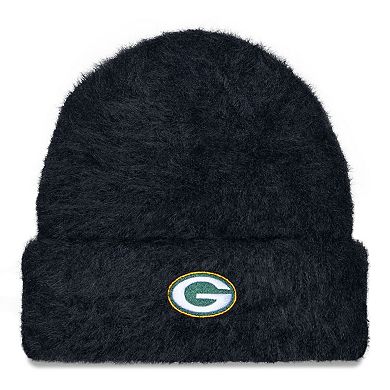 Women's New Era  Black Green Bay Packers Fuzzy Cuffed Knit Hat