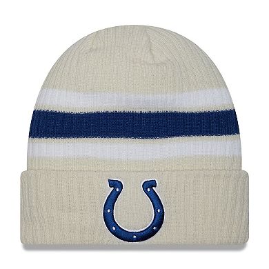 Men's New Era Cream Indianapolis Colts Vintage Cuffed Knit Hat