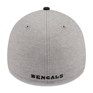 Men's New Era Heather Gray/Black Cincinnati Bengals Striped 39THIRTY Flex Hat