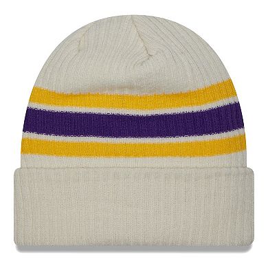 Men's New Era Cream Minnesota Vikings Vintage Cuffed Knit Hat