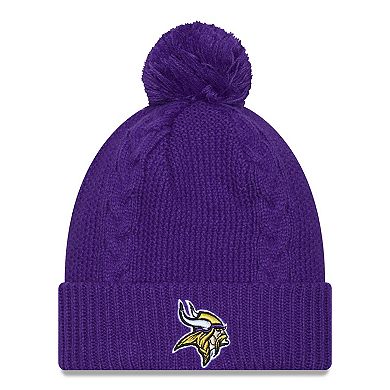 Women's New Era  Purple Minnesota Vikings  Cabled Cuffed Knit Hat with Pom
