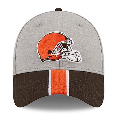 Men's New Era Heather Gray/Brown Cleveland Browns Striped 39THIRTY Flex Hat