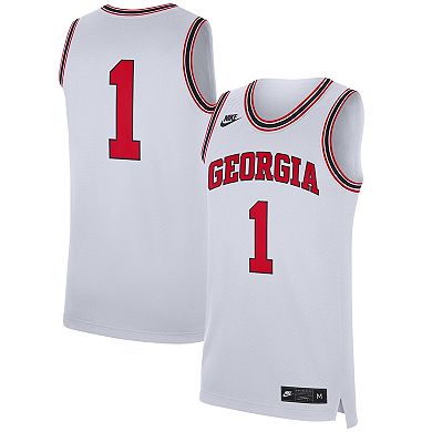 Men's Nike #1 White Georgia Bulldogs Replica Jersey