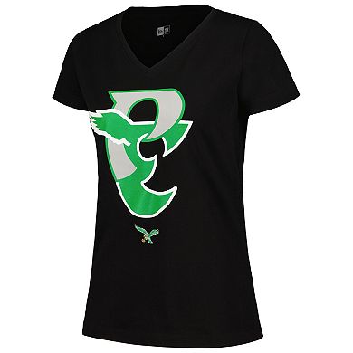 Women's New Era Black Philadelphia Eagles City Originals V-Neck T-Shirt