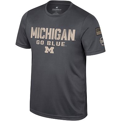 Men's Colosseum Charcoal Michigan Wolverines OHT Military Appreciation  T-Shirt