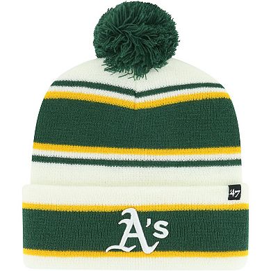 Youth '47 White/Green Oakland Athletics Stripling Cuffed Knit Hat with Pom