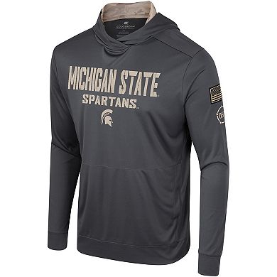 Men's Colosseum Charcoal Michigan State Spartans OHT Military Appreciation Long Sleeve Hoodie T-Shirt