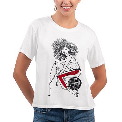 Women's G-III 4Her by Carl Banks White Chicago Bulls Play the Ball Cropped T-Shirt