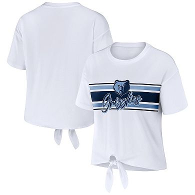 Women's WEAR by Erin Andrews White Memphis Grizzlies Tie-Front T-Shirt