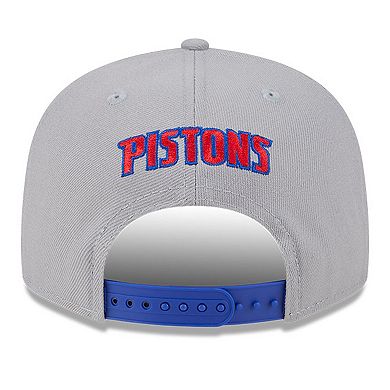 Men's New Era Gray Detroit Pistons Chenille Band 9FIFTY Snapback Hat