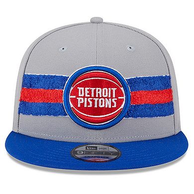 Men's New Era Gray Detroit Pistons Chenille Band 9FIFTY Snapback Hat