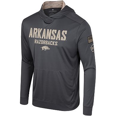 Men's Colosseum Charcoal Arkansas Razorbacks OHT Military Appreciation Long Sleeve Hoodie T-Shirt
