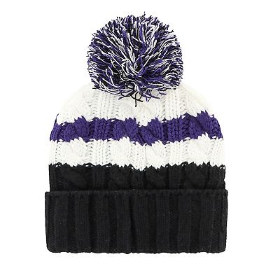 Women's '47 White/Black Colorado Rockies Ashfield Cuffed Knit Hat with Pom