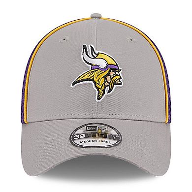 Men's New Era Gray Minnesota Vikings  Pipe 39THIRTY Flex Hat