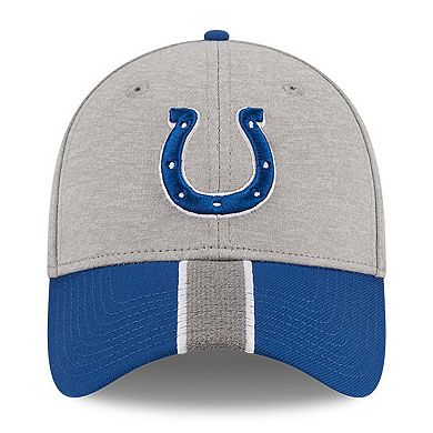 Men's New Era Heather Gray/Royal Indianapolis Colts Striped 39THIRTY Flex Hat