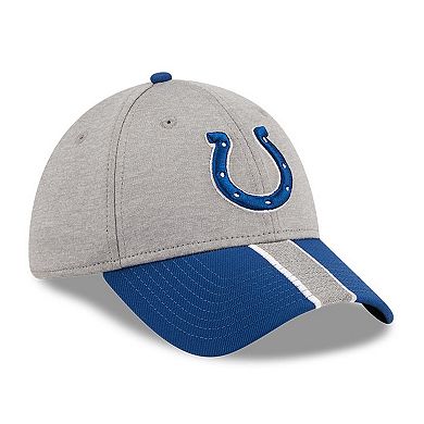 Men's New Era Heather Gray/Royal Indianapolis Colts Striped 39THIRTY Flex Hat