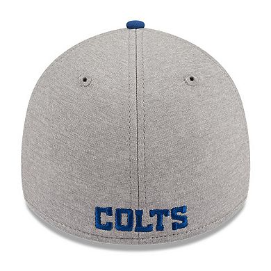 Men's New Era Heather Gray/Royal Indianapolis Colts Striped 39THIRTY Flex Hat