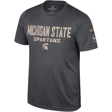 Men's Colosseum Charcoal Michigan State Spartans OHT Military Appreciation  T-Shirt