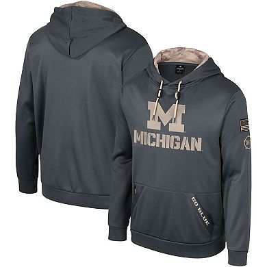 Men's Colosseum Charcoal Michigan Wolverines OHT Military Appreciation Pullover Hoodie
