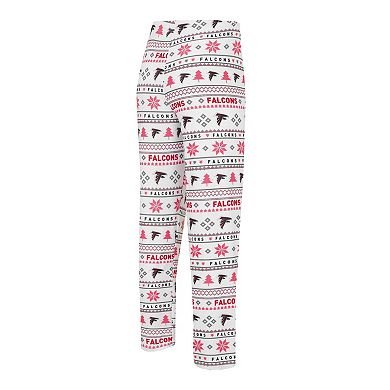 Men's Concepts Sport White/Red Atlanta Falcons Tinsel Raglan Long Sleeve T-Shirt & Pants Sleep Set