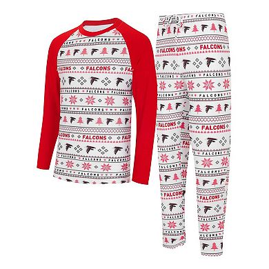 Men's Concepts Sport White/Red Atlanta Falcons Tinsel Raglan Long Sleeve T-Shirt & Pants Sleep Set