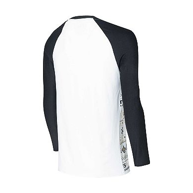 Men's Concepts Sport White/Black New Orleans Saints Tinsel Raglan Long Sleeve T-Shirt & Pants Sleep Set