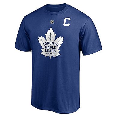 Men's Fanatics Branded John Tavares Blue Toronto Maple Leafs Authentic Stack Name & Number Captain T-Shirt