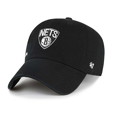 Women's '47  Black Brooklyn Nets Confetti Undervisor Clean Up Adjustable Hat