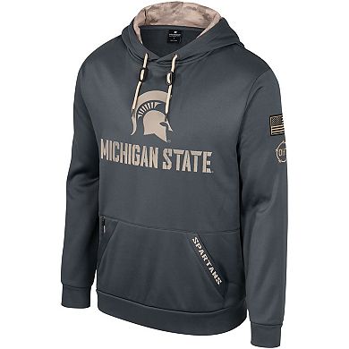 Men's Colosseum Charcoal Michigan State Spartans OHT Military Appreciation Pullover Hoodie